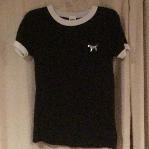 PINK Black tee with Silver Sequin detail - Picture 1 of 7